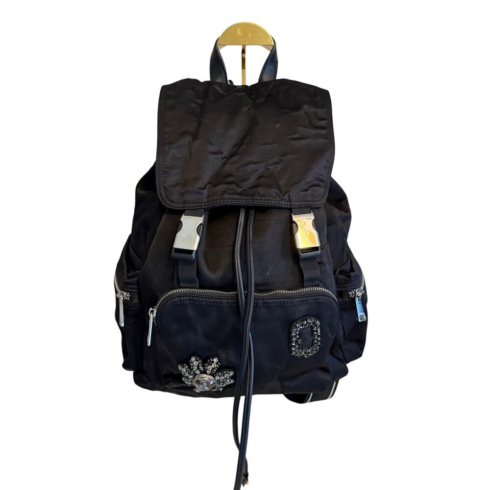 Pinko Bag Embellished Backpack Black OS Goth Y2K Utility Travel School Daypack